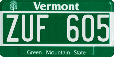 VT license plate ZUF605