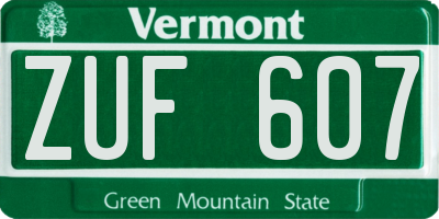 VT license plate ZUF607