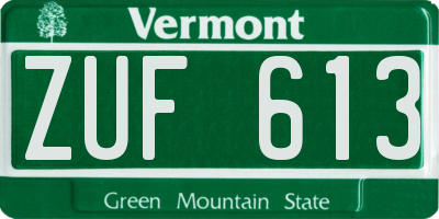 VT license plate ZUF613