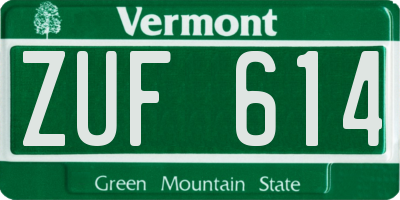 VT license plate ZUF614