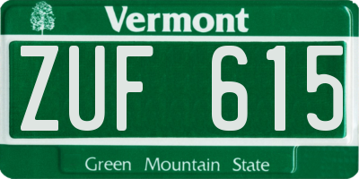 VT license plate ZUF615