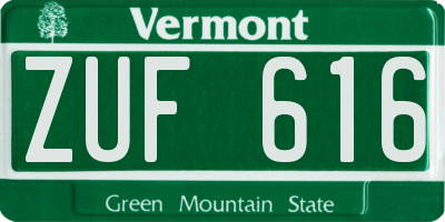 VT license plate ZUF616