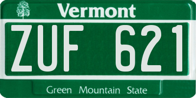 VT license plate ZUF621