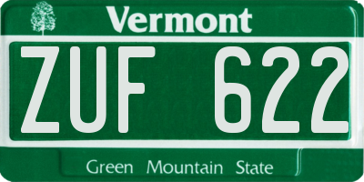 VT license plate ZUF622