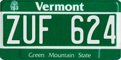 VT license plate ZUF624