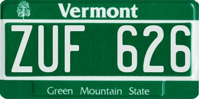 VT license plate ZUF626