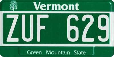 VT license plate ZUF629