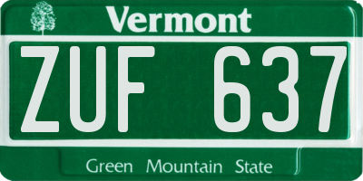 VT license plate ZUF637