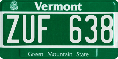 VT license plate ZUF638