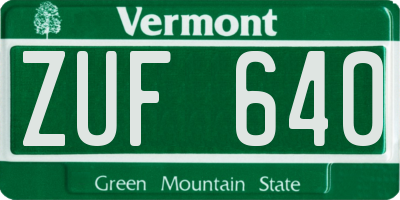 VT license plate ZUF640