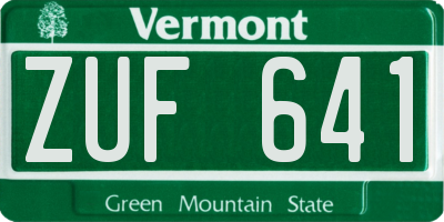 VT license plate ZUF641