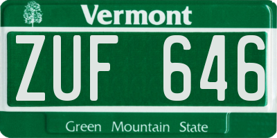 VT license plate ZUF646