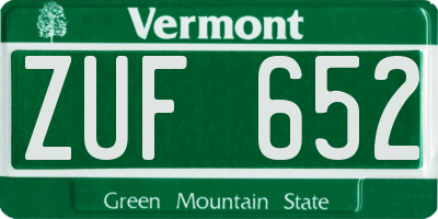 VT license plate ZUF652