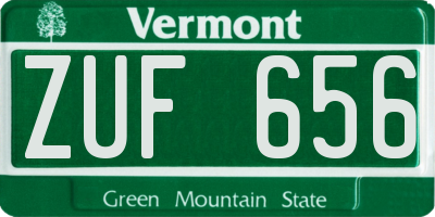 VT license plate ZUF656