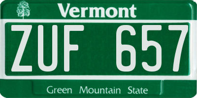 VT license plate ZUF657