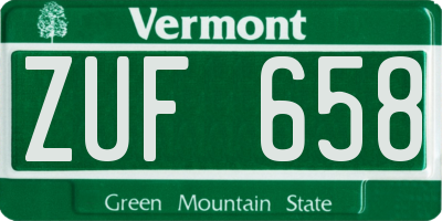 VT license plate ZUF658