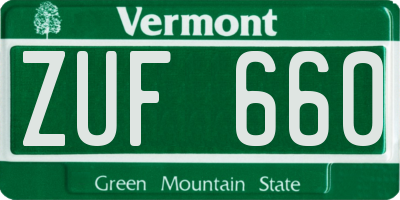 VT license plate ZUF660