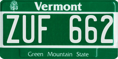VT license plate ZUF662