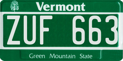 VT license plate ZUF663