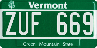 VT license plate ZUF669