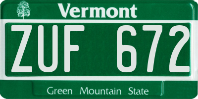 VT license plate ZUF672