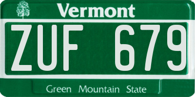 VT license plate ZUF679