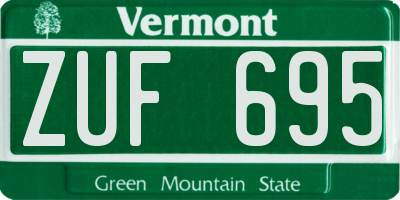 VT license plate ZUF695