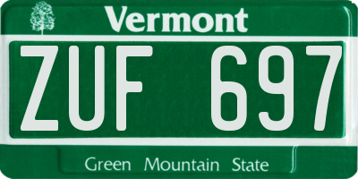 VT license plate ZUF697