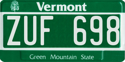 VT license plate ZUF698