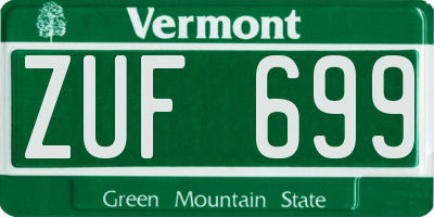 VT license plate ZUF699
