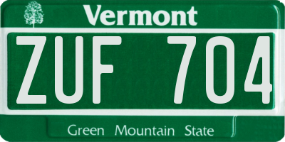 VT license plate ZUF704