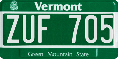 VT license plate ZUF705
