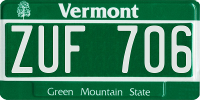 VT license plate ZUF706