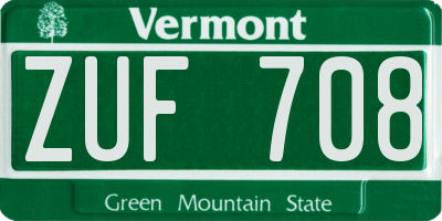 VT license plate ZUF708