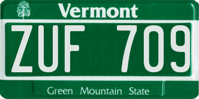 VT license plate ZUF709