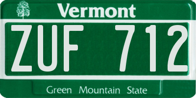 VT license plate ZUF712