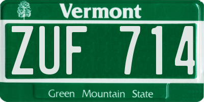 VT license plate ZUF714