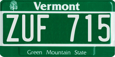 VT license plate ZUF715