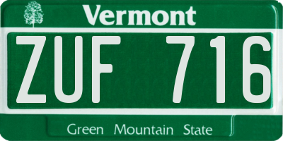VT license plate ZUF716