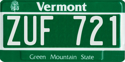 VT license plate ZUF721