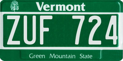 VT license plate ZUF724