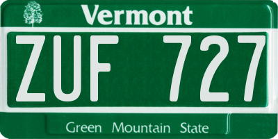 VT license plate ZUF727