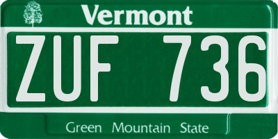VT license plate ZUF736