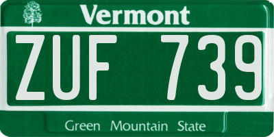 VT license plate ZUF739