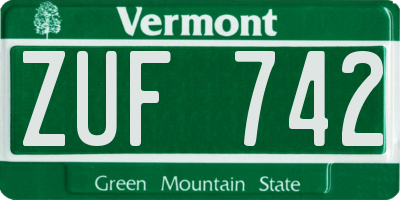 VT license plate ZUF742
