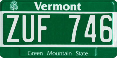 VT license plate ZUF746