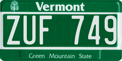 VT license plate ZUF749