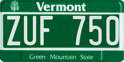 VT license plate ZUF750