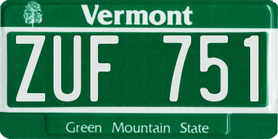 VT license plate ZUF751