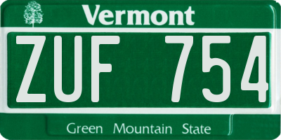 VT license plate ZUF754